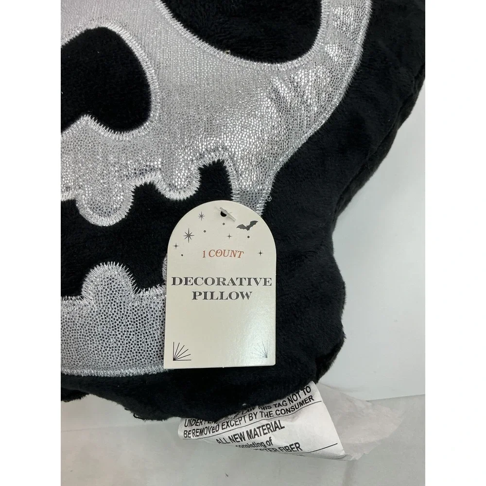 Halloween Decorative Pillow‎ Set Witch Hat & Silver Skull Plush New Soft & Comfy
